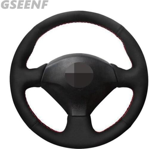 Car Steering Wheel Cover For Honda S2000 2008-2000 Civic Si 2004-2002 Acura RSX Type-S 2005 Black Hand-stitched Suede