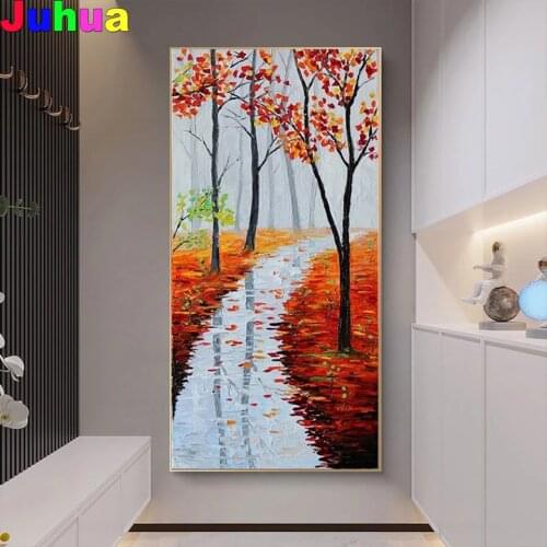 Rainy autumn Trees landscape 5d Diy diamond painting stitch modern Wall artwork,5d,diamond embroidery mosaic crafts nordic decor