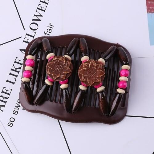 Elastic Stretch Beaded Hairdressing Magic Brush Vintage Hairpin Modeling Comb for Women Girl Hot Hair Accessories