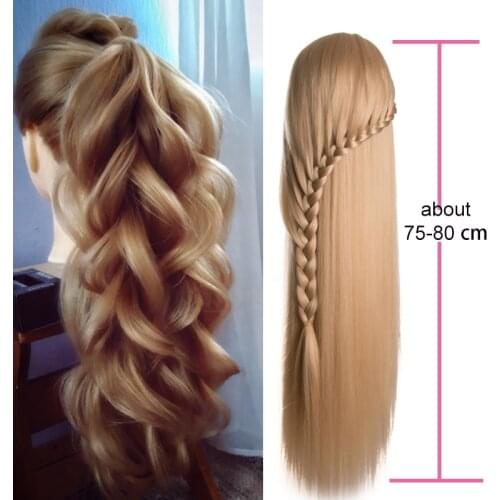Head Dolls for Hairdressers 80 cm hair Synthetic Mannequin Head Hairstyles Female Hairdressing Styling Training Head blonde