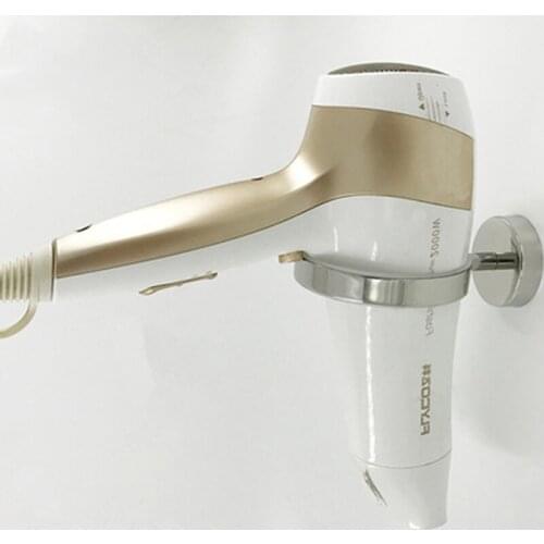 Hot Sale Wall Mounted Hair Dryer Holder Rack Stainless Steel Vacuum Suction Hook Stand Set Storage Holder Bathroom Organizer