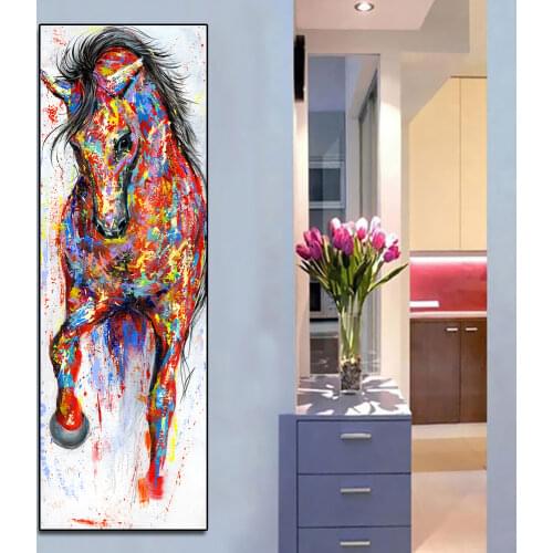 DDHH Wall Art Canvas Painting Running Horse Wall Picture Poster Prints Animal Painting Home Decor No Frame
