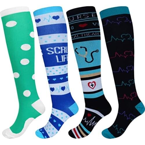 Compression Socks Women Men Best For Running & Marathon,Varicose Veins Nursing Socks, Outdoor Hiking Cycling Knee High Stockings