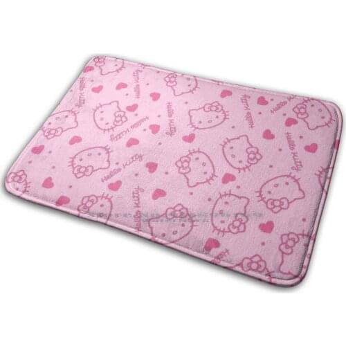 Kawaii Kitty Mat Rug Carpet Anti-Slip Bedroom Entrance Door Mat Kawaii Cartoon Anime Japanese Asian Cute Character Kitty Cat