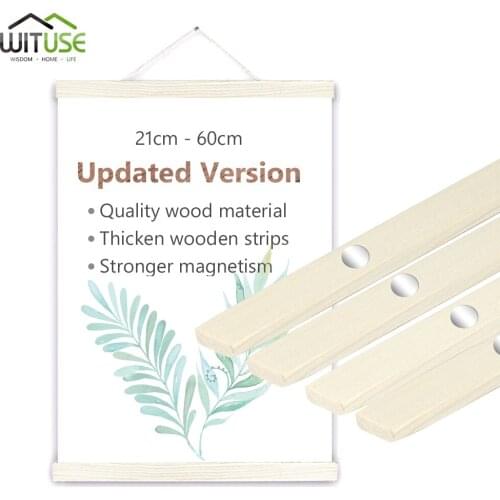 21-70cm Magnetic Ramin Wooden Picture Frame DIY Minimalist Photo Poster Canvas Painting Hanger Nordic Scroll Wall Art Decor