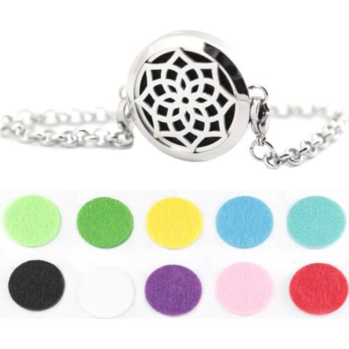 Cute lotus flower Aromatherapy Essential Oils Stainless Steel Perfume Diffuser Locket bracelet(length8.6