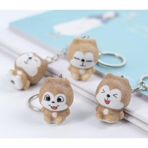 Cute Cartoon Key Button Squirrel Korean Creative Ceramic Key Ring Bag Small Jewelry Pendant Girl Gift