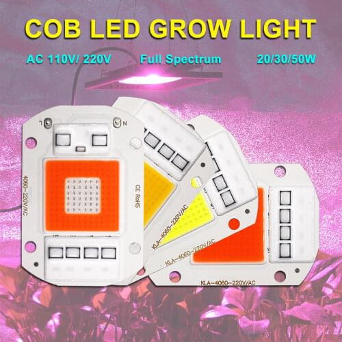 Cob plant LED grow light AC 220V driverless COB LED chip 20W 30W 50W warm cold white red blue full spectrum Bulb for Blooming