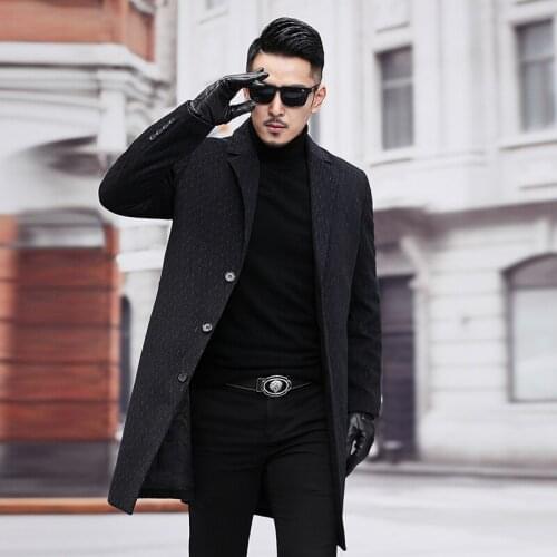 2021 new arrival coat spring 75% wool trench coat men,mens casual high quality wool long jackets,size M-4XL