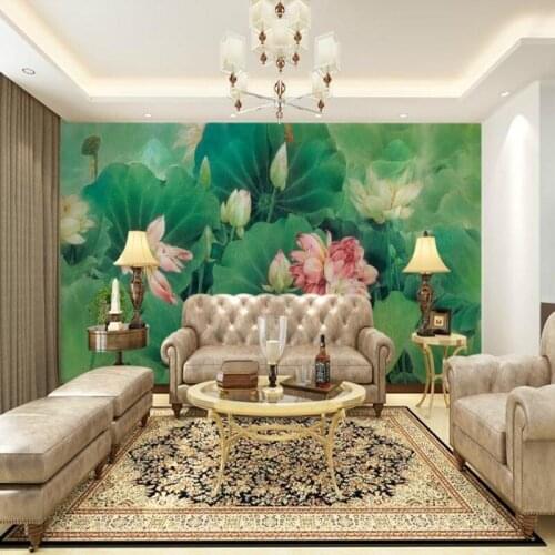 Custom mural 3D large mural TV backdrop wallpaper bedroom non-woven mural lotus pond wallpaper mural