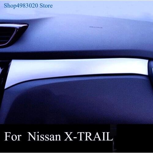 For Nissan x-Trail t32 2014 2015 2016 Chrome Glove Box Panel Trim Center Console Dashboard Cover Strip Molding Garnish