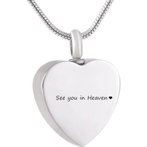 Stainless Steel Heart Keepsake Memorial Necklace for Ashes of Loved One,See you in Heaven Cremation Jewelry for Human Ashes