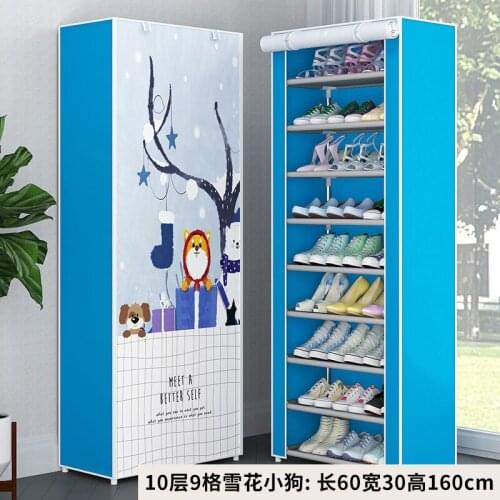 Simple Multifunctional Shoe Rack Storage Shoe Cabinet Non-Woven Shoe Rack Dustproof Shoe Rack Ten-Layer Assembly Storage Rack