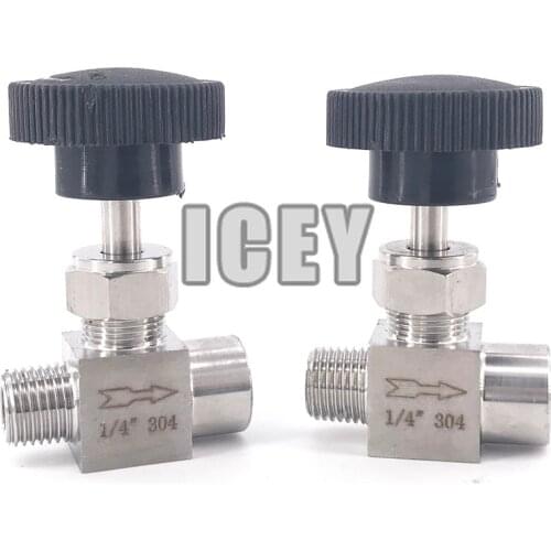 Adjustable needle valve 1/4" 3/8" male to female thread stainless steel 304 Flow Control shut off crane needle valve
