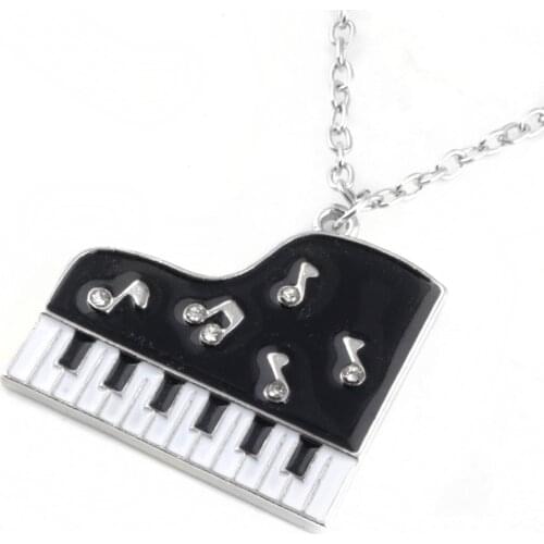 RJ New Design 3D Black Enamel Piano Pendant Music Fans Necklace How I Met Your Mother Umbrella Rain Girl Boys Chic Necklaces
