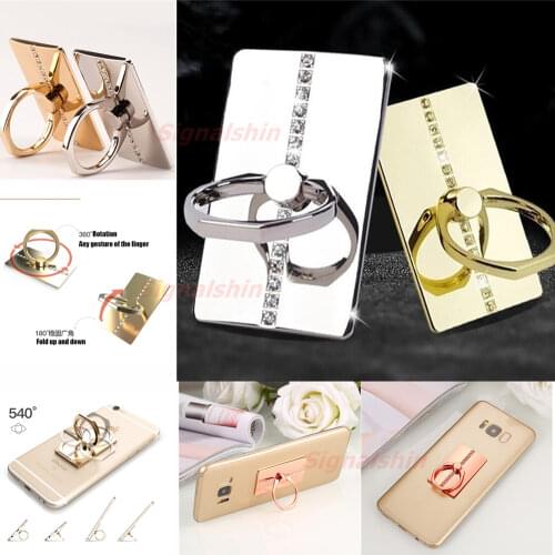 Signalshin Luxury Spin Rotatable Phone Holder 360 Degree Rotatable Metal Finger Ring Phone Socket Stand For All Phone Model Back