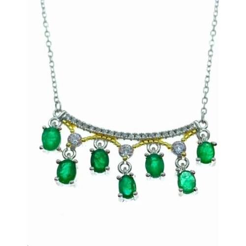 SHILOVEM 925 sterling silver Natural Emerald Pendants classic fine Jewelry women wedding wholesale 3*4mm dz0304882agml