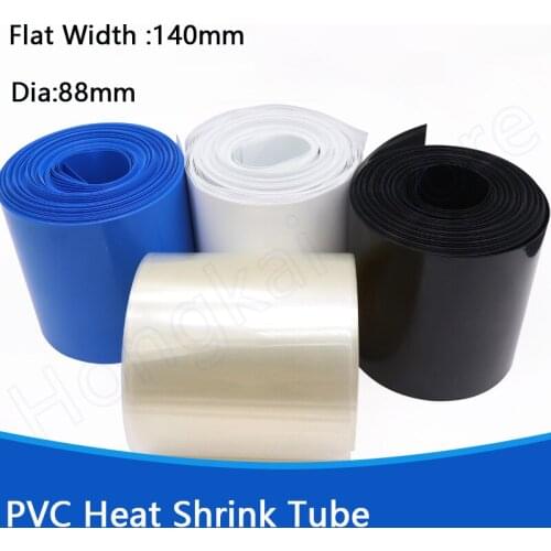 140mm Flat Width PVC Heat Shrink Tube Φ88mm Battery Sleeve Pack Heat Shrinkable Film Black White Blue Transparent