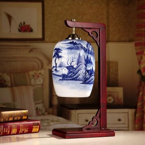 Bedroom vintage table lamp china living room Table Lamp for wedding decoration table lamp landscape blue and white