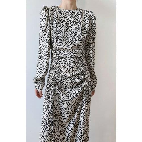 Ladies Dress Summer Round Neck Polka Dot Bohemian Beach Dress Ruffle Dress Wrap Skirt Summer Robe