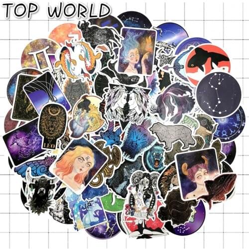 10/100 Pcs Divination Galaxy Twelve Constellations Stickers For Luggage Laptop Decal Skateboard Bike Motorcycle Fridge Sticker