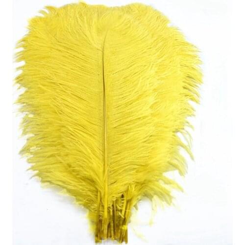 10Pcs High Quality Large Ostrich Feathers Clothing Crafts Plume DIY Yellow Feather Party Wedding Decoration Accessories 15-70CM