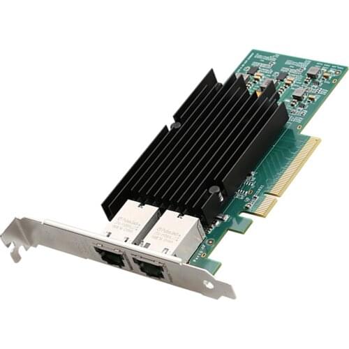 2 Port PCIE X8 10000M PCIe 10 Gigabit Ethernet Dual Port RJ45 Lan Network Card Chip IntelX540 10Gbs Pci-e w/ Heat Sink
