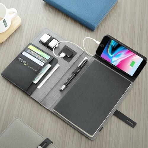 Trends A5 notebook business travel planner padfolio with elastic band mobile rack holder cellphone stand refilled pad power bank