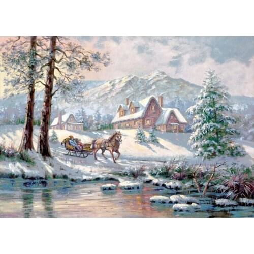 5D DIY Diamond Painting Winter carriage Full Square/Round Mosaic Diamond Embroidery Picture Of Rhinestones Home Decoration TY926