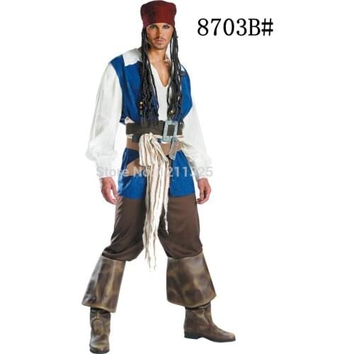 Free Shipping Pirate Costumes Halloween Mens clothing Role-playing Pirates of the Caribbean pirate costume dress