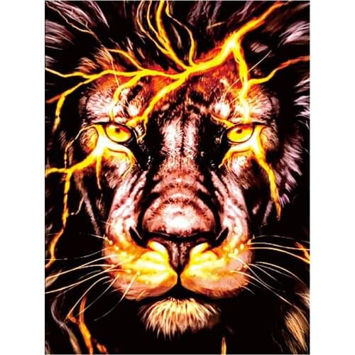 Lightning Lion Diamond Painting Round Full Drill Nouveaute DIY Mosaic Embroidery 5D Cross Stitch Cartoon Animal Pattern