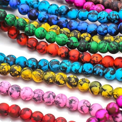 30Piece Imitation Ceramic Ink Glass Loose Spacer Beads Handmade Jewelry Making DIY Bracelet Necklace Decor Wholesale 8mm
