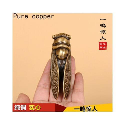 Pure copper solid brass known copper cicada ornaments amazing hand piece copper tortoise shell Pixiu gourd Pressing paper
