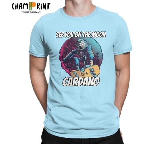 Mens T-Shirts See You On The Moon Cardano ADA Cryptocurrency 100% Cotton Tee Shirt Short Sleeve T Shirt Crew Neck Tops Big Size