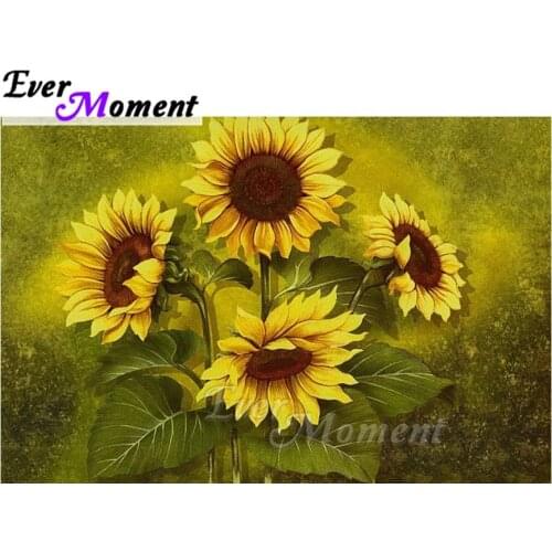 Ever Moment Diamond Painting Sunflower Leaf Handmade Full Square Mosaic Rhinestone Diamond Embroidery Home Decoration ASF2051