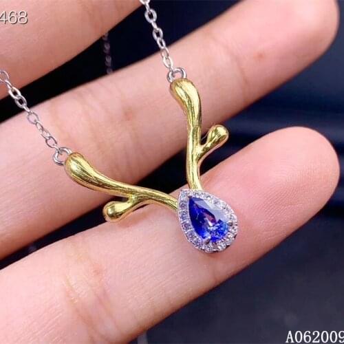 KJJEAXCMY fine jewelry 925 Sterling Silver inlaid natural sapphire elegant girl new Pendant Necklace support test
