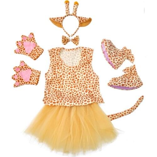 Childrens Day Giraffe Party Costume Suits Tutu Dress for Girls Pants for Boys Animal Cosplay Costumes with Shoes for Halloween
