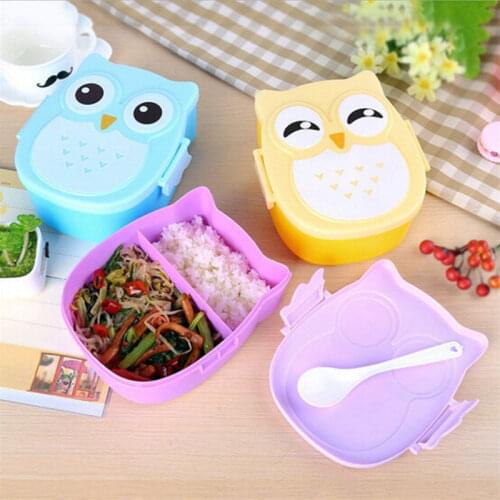 Microwave Cartoon Owl Lunch Box Food Storage Container Children Kids School Office Portable Kids Bento Box Insulated Lunch Box