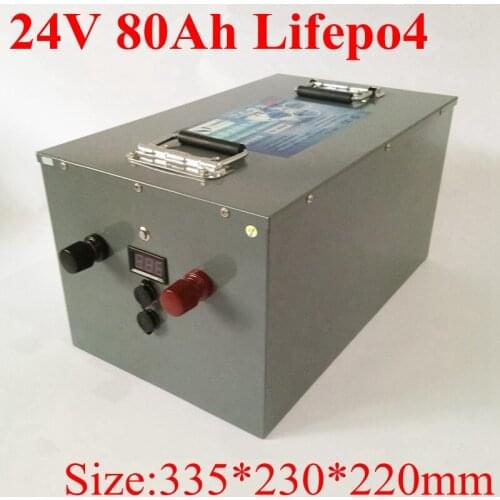 Lifepo4 24v 80AH Lithium Battery BMS 8S for 2000W Bike Tricycle RV Backup Power Conditioner Heater Scooter + 10A Charger