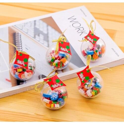 20 Pcs/set Kawaii Creative Christmas Eraser Mini Christmas Ball Erasers NEW YEAR Christmas Gifts for Children School Stationery