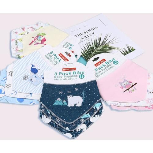 3pcs Baby Bibs Toddler Cotton Triangle Bib With Button Baby Drool Bandana Bibs for Boys and Girls