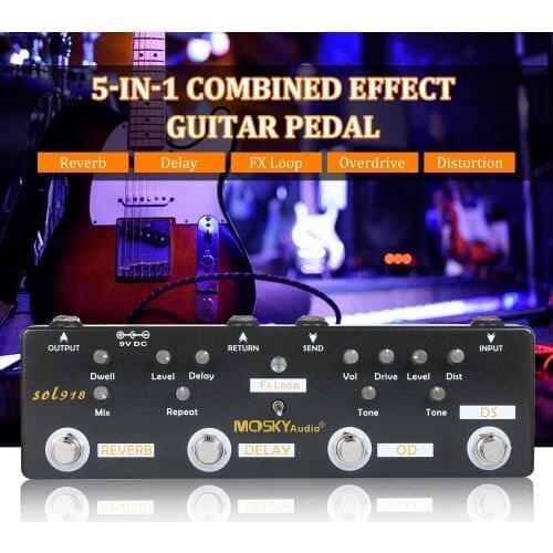 MOSKYaudio SOL918 Reverb Delay Multi Effects Pedal FX Loop Overdrive Effect Pedal Guitar Accessories Guitar Multi Effect Pedal