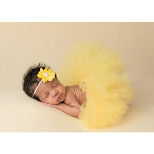 Newborn Infant Baby Photograph Costume Baby Universary Photo Clothing 0-3 Month Kids Girls Gauze Tutu Skirts+Hairband