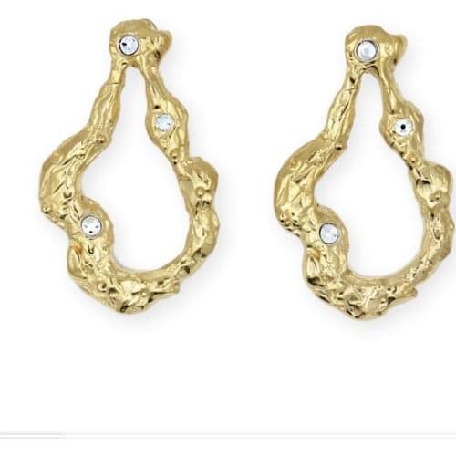 ARIANA Vintage INS Design Lava Diamond Irregular Form Stud Earrings For Women Classic Jewelry 2021