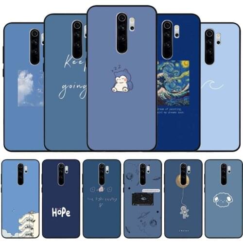 Blue simplicity black Silicone Phone Case For Redmi note 9 8 7 Pro S 8T 7A Cover