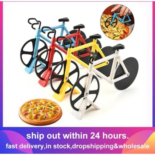 Bicycle Pizza Cutter Wheel Stainless Steel Plastic Bike Roller Pizza Chopper Slicer Kitchen Gadget Pizza Cutter Knives