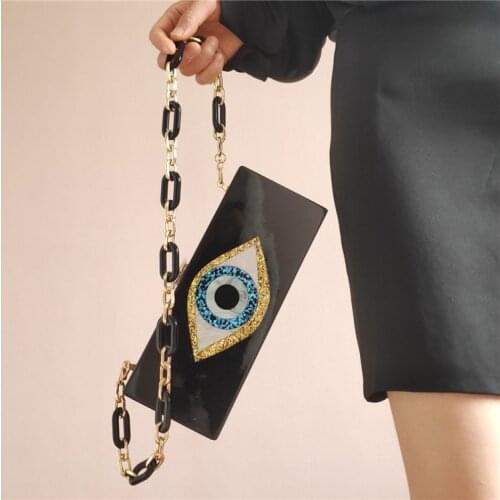 【wander lamar 】2021 latest Fashion luxury wholesale evil eye evening clutch bag women acrylic chain purse
