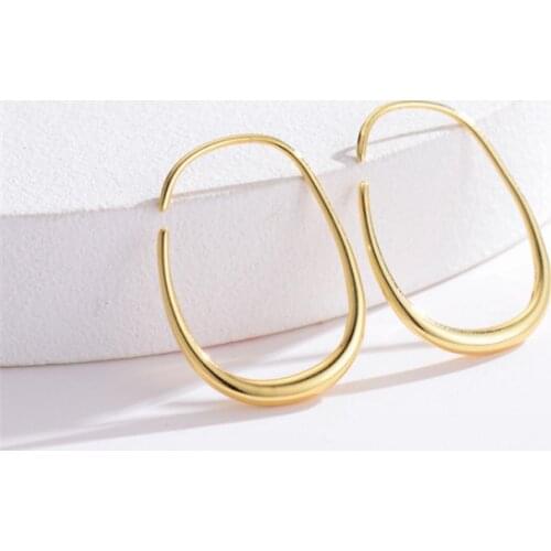 Western Style Luxury High Quality Simple Geometric Drop Earrings Golden S925 Sterling Silver Circle Earring Jewelry For Women