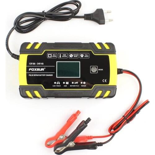 12V 8A 24V 4A Car Battery Charger Full Automatic Pulse Repair Lcd Display Smart Fast Charger