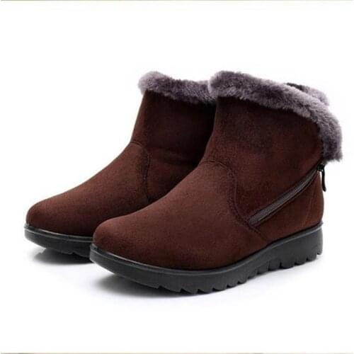 Snow boots female fashion side zipper lighweight ankle boots 2021 winter flat warm plush women footwear botas de mujer plus size